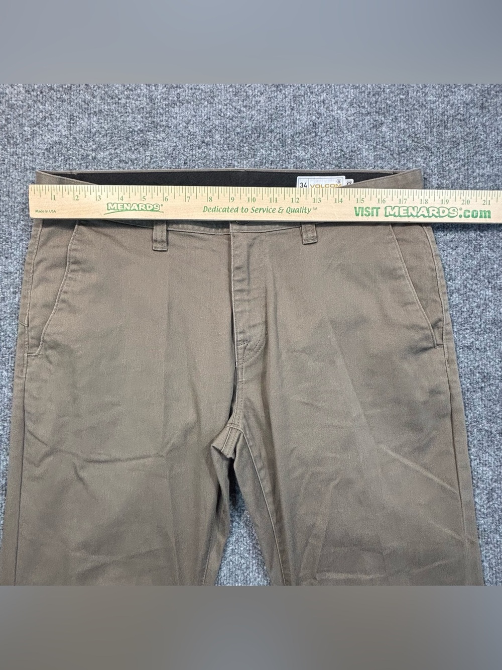 Volcom Frickin Modern Stretch Chino Pants Mens 34 Brown Khaki Skate Repreve - Picture 6 of 16